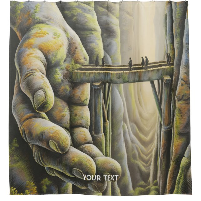 Fantasy Cute Stone Hand Bridge Shower Curtain (Front)