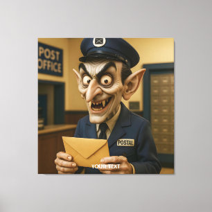 Fantasy Cute Strange Postal Worker Canvas Print