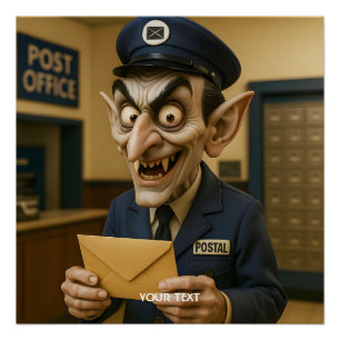 Fantasy Cute Strange Postal Worker Poster