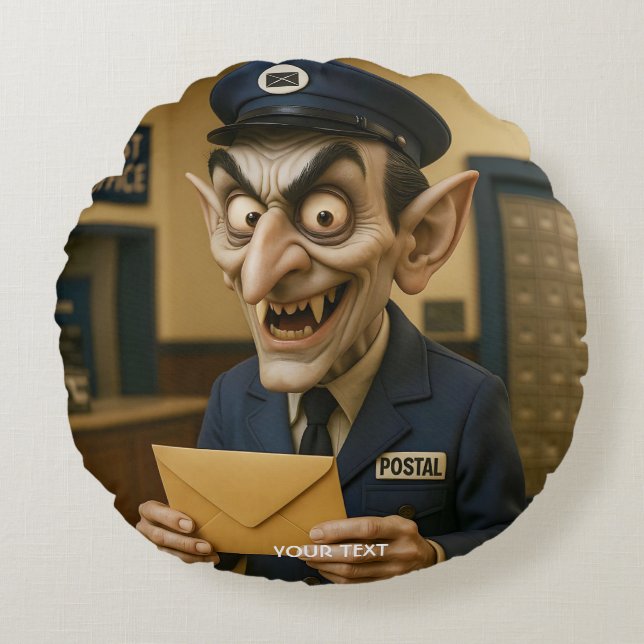 Fantasy Cute  Strange Postal Worker Round Cushion (Front)