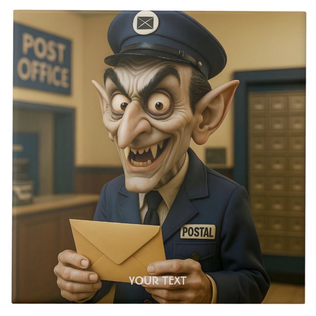 Fantasy Cute  Strange Postal Worker Tile (Front)