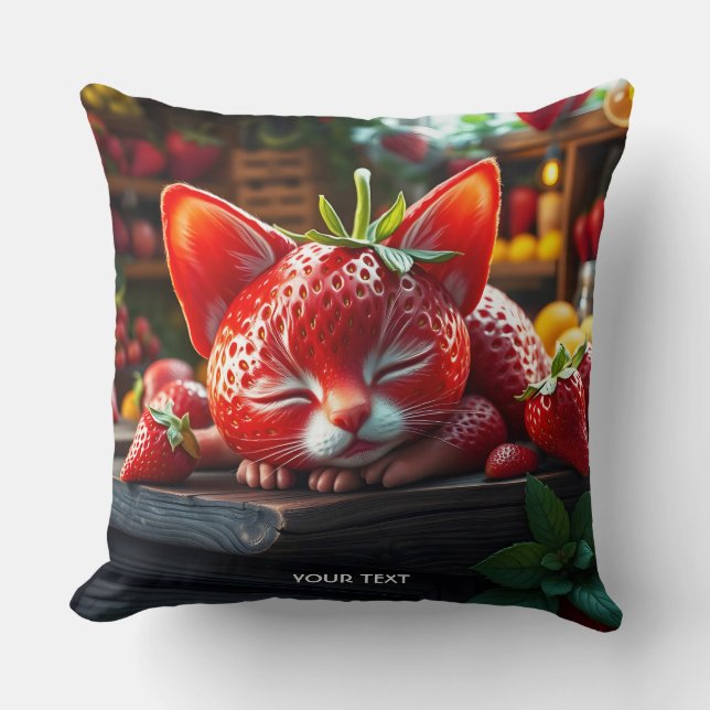 Fantasy Cute Strawberry Lovely Kitten Cushion (Front)