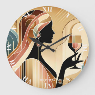 Fantasy Cute Striking Woman Profile Large Clock