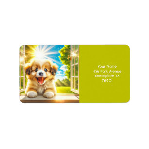 Fantasy Cute Sun Baby Dog Label
