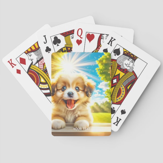 Fantasy Cute Sun Baby Dog Playing Cards (Back)