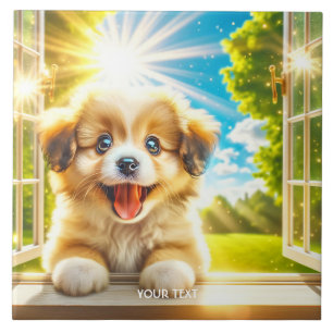 Fantasy Cute Sun Baby Dog Tile