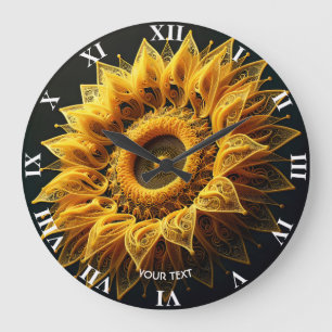 Fantasy Cute Sunflower Yarn Strings Large Clock