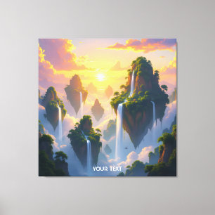 Fantasy Cute Sunset Islands Waterfalls Canvas Print