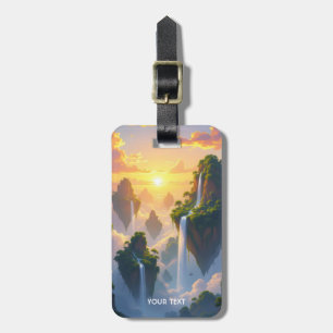 Fantasy Cute Sunset Islands Waterfalls Luggage Tag