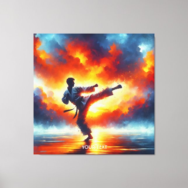 Fantasy Cute Sunset Karate Fighter Canvas Print (Front)