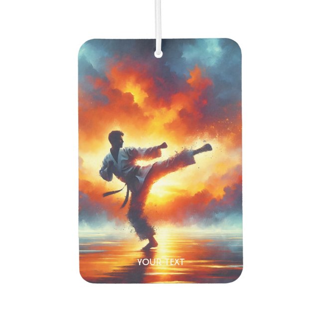 Fantasy Cute Sunset Karate Fighter Car Air Freshener (Front)