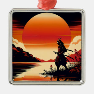 Fantasy Cute Sunset Samurai Sun Metal Tree Decoration
