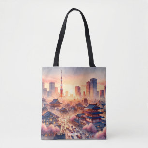 Fantasy Cute Sunset Tokyo View Tote Bag