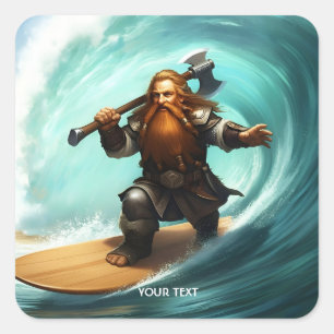 Fantasy Cute Surfer Sunny Day Square Sticker