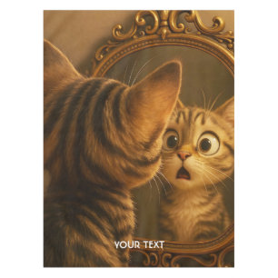 Fantasy Cute Surprised Cat Mirror Tablecloth
