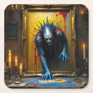 Fantasy Cute Surreal Terrific Painting Square Paper Coaster