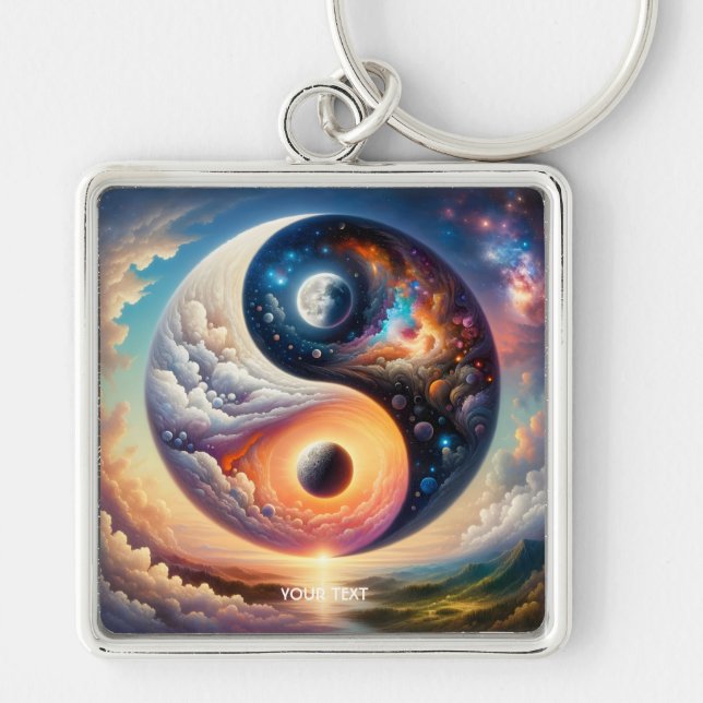 Fantasy Cute Surreal Yin Yang Key Ring (Front)