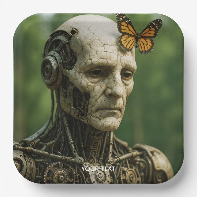 Fantasy Cute Surrealism Butterfly Face Paper Plate (Front)