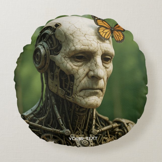 Fantasy Cute Surrealism Butterfly Face Round Cushion (Front)