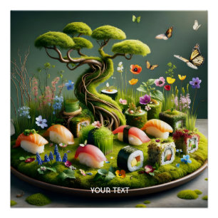 Fantasy Cute Sushi Japanese Landscape Poster