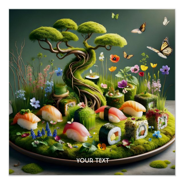 Fantasy Cute Sushi Japanese Landscape Poster (Front)