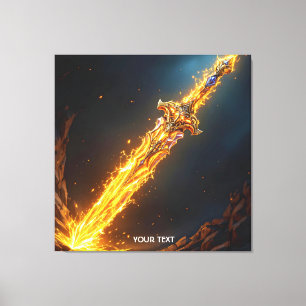 Fantasy Cute Sword Flames Cave Canvas Print