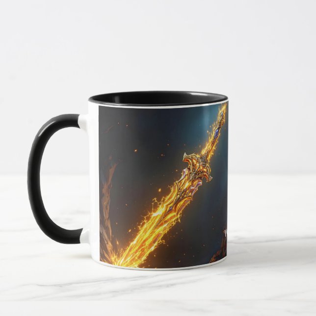 Fantasy Cute Sword Flames Cave Mug (Left)
