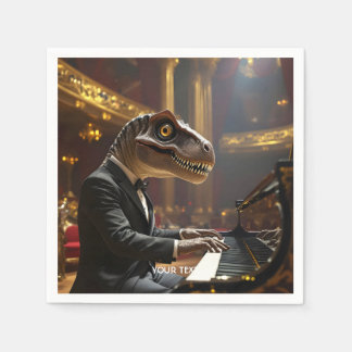 Fantasy Cute T-rex Playing Piano Napkin