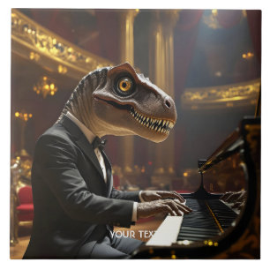 Fantasy Cute T-rex Playing Piano Tile