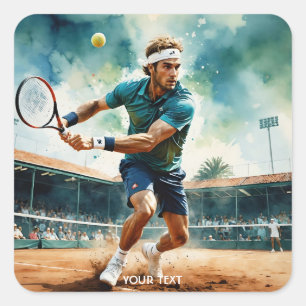 Fantasy Cute Tennis Player Ball Square Sticker