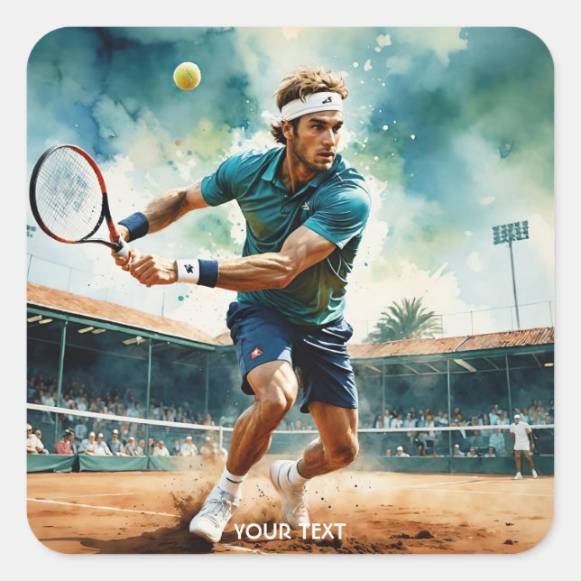 Fantasy Cute Tennis Player Ball Square Sticker (Front)