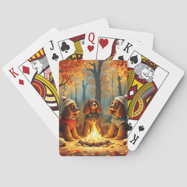 Fantasy Cute Three Autumn Dogs Playing Cards (Back)