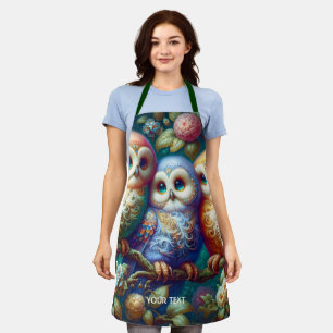 Fantasy Cute Three Baby Owls Apron