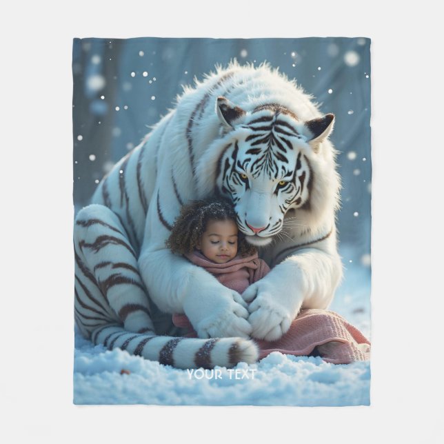 Fantasy Cute Tiger Girl Winter Fleece Blanket (Front)