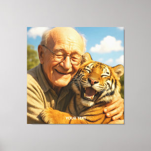 Fantasy Cute Tiger Old Man Canvas Print