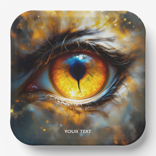 Fantasy Cute Tiger Orange Eye Paper Plate (Front)