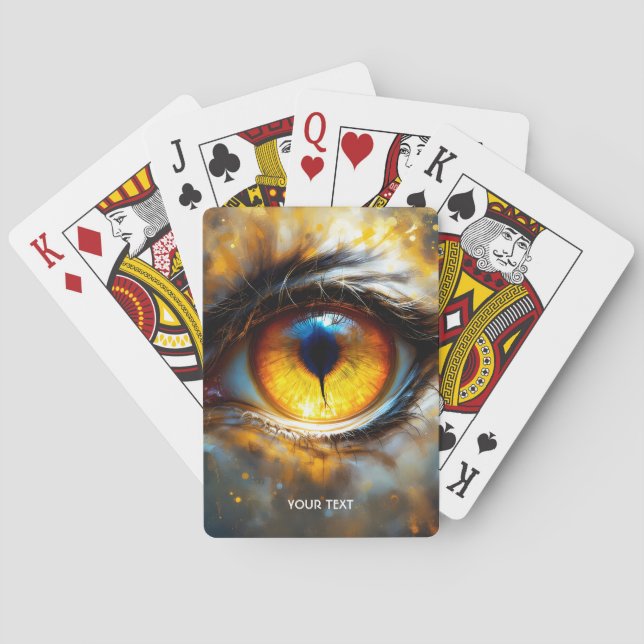 Fantasy Cute Tiger Orange Eye Playing Cards (Back)