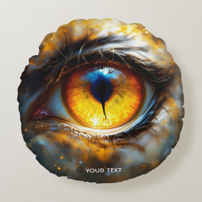 Fantasy Cute Tiger Orange Eye Round Cushion (Front)