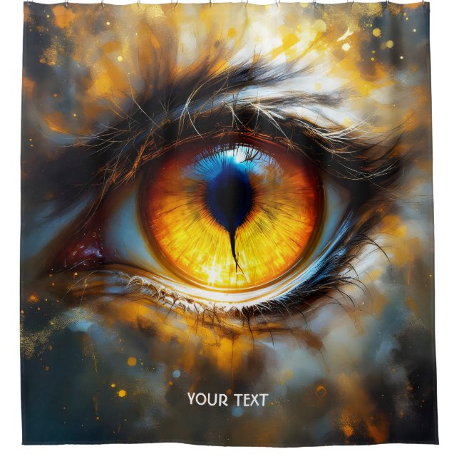 Fantasy Cute Tiger Orange Eye Shower Curtain (Front)