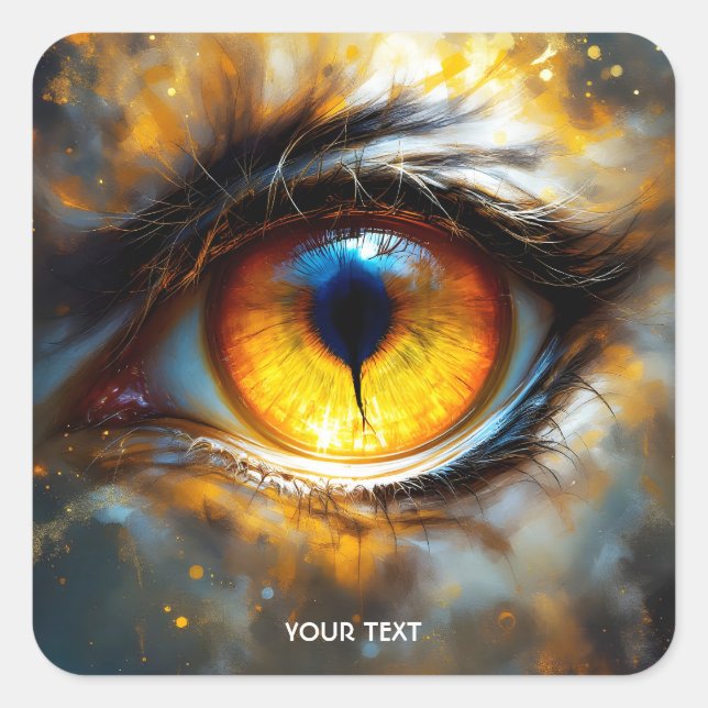 Fantasy Cute Tiger Orange Eye Square Sticker (Front)