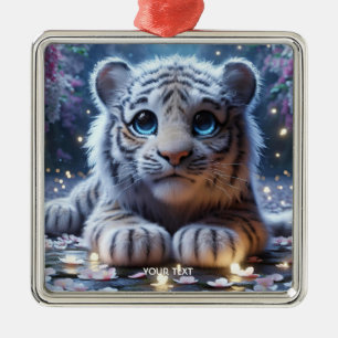 Fantasy Cute Tiger White Baby Metal Tree Decoration