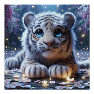 Fantasy Cute Tiger White Baby Poster