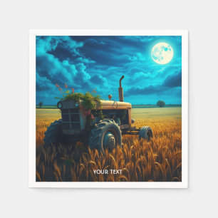 Fantasy Cute Tractor Moon Field Napkin