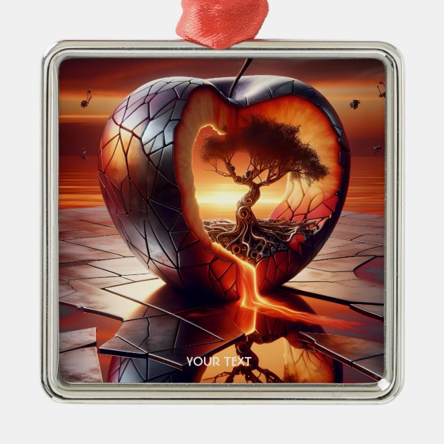 Fantasy Cute Tree Apple Fire Metal Tree Decoration (Front)