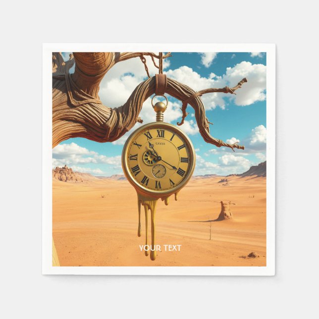 Fantasy Cute Tree Desert Clock Napkin (Front)