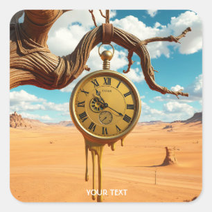 Fantasy Cute Tree Desert Clock Square Sticker