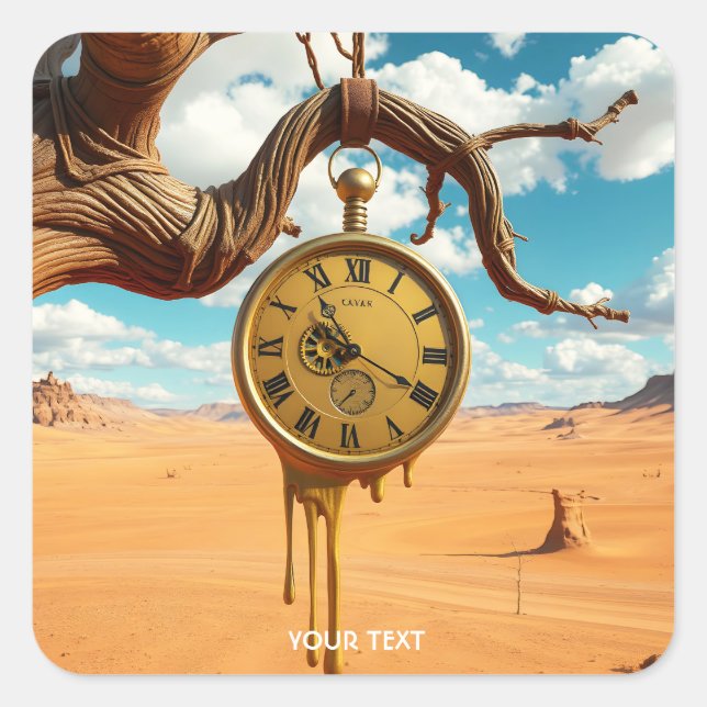 Fantasy Cute Tree Desert Clock Square Sticker (Front)