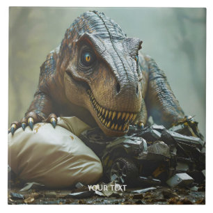 Fantasy Cute Trex Wreck Car Tile