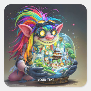 Fantasy Cute Troll Making City Square Sticker