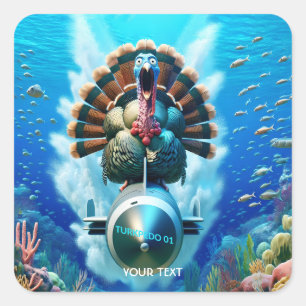 Fantasy Cute Turkey Torpedo Sea Square Sticker